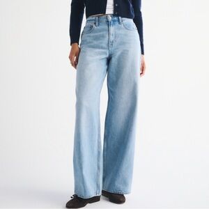 Abercrombie & Fitch Light Blue Wide-Leg High-Rise Jeans